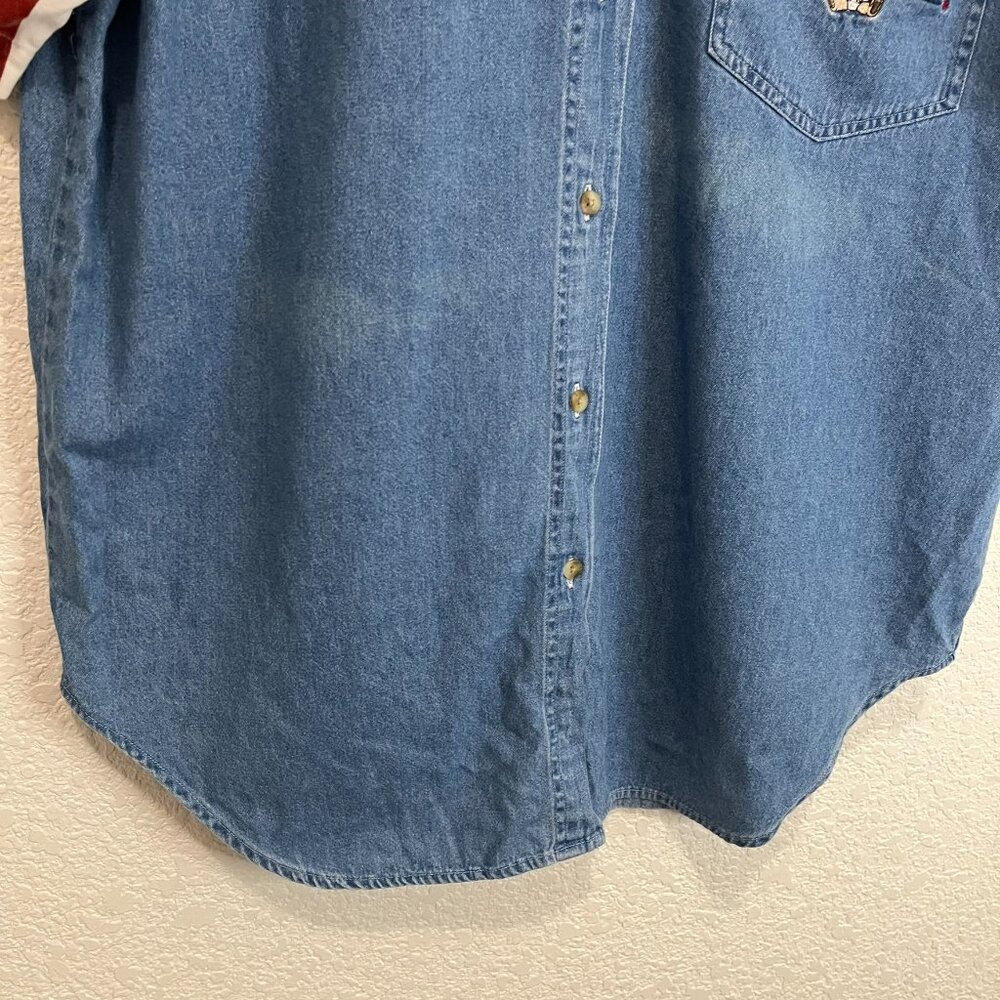 Quizz Again Shirt America 4th July Button USA Teddy Embroidered Vintage Y2K Sz L - Picture 3 of 11